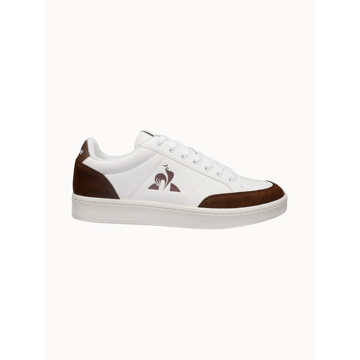 Sneakers en cuir et suede Courtnet optical white/brownie, LE COQ SPORTIF
