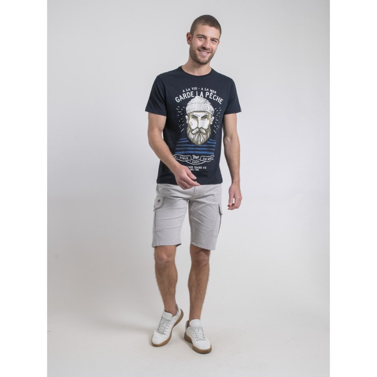 T-shirt Col Rond Pur Coton Noulandy bleu marine, RITCHIE