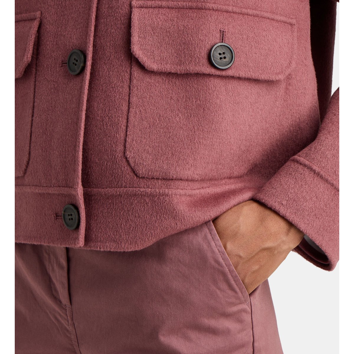 Manteau court bobo laine mélangée rose, JODHPUR