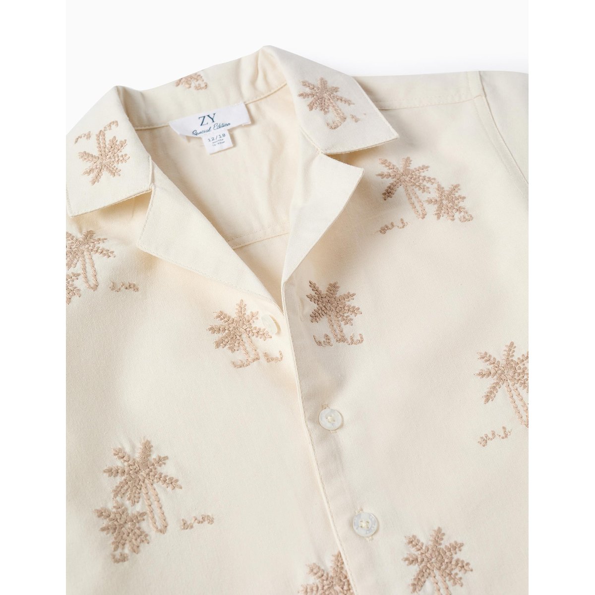 Chemise en coton avec palmiers brodés blanc, ZIPPY