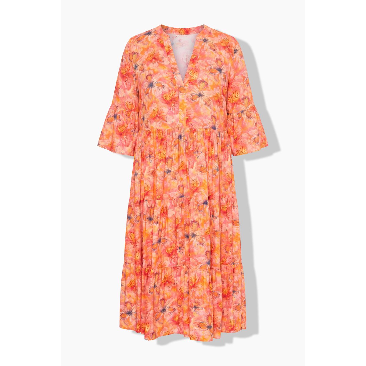 Robe midi, imprimé orchidée orange, STUDIO UNTOLD