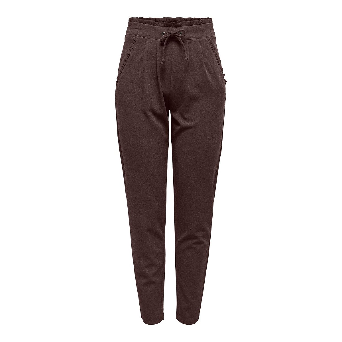 Pantalón recto con cintura elástica marrón oscuro, JDY
