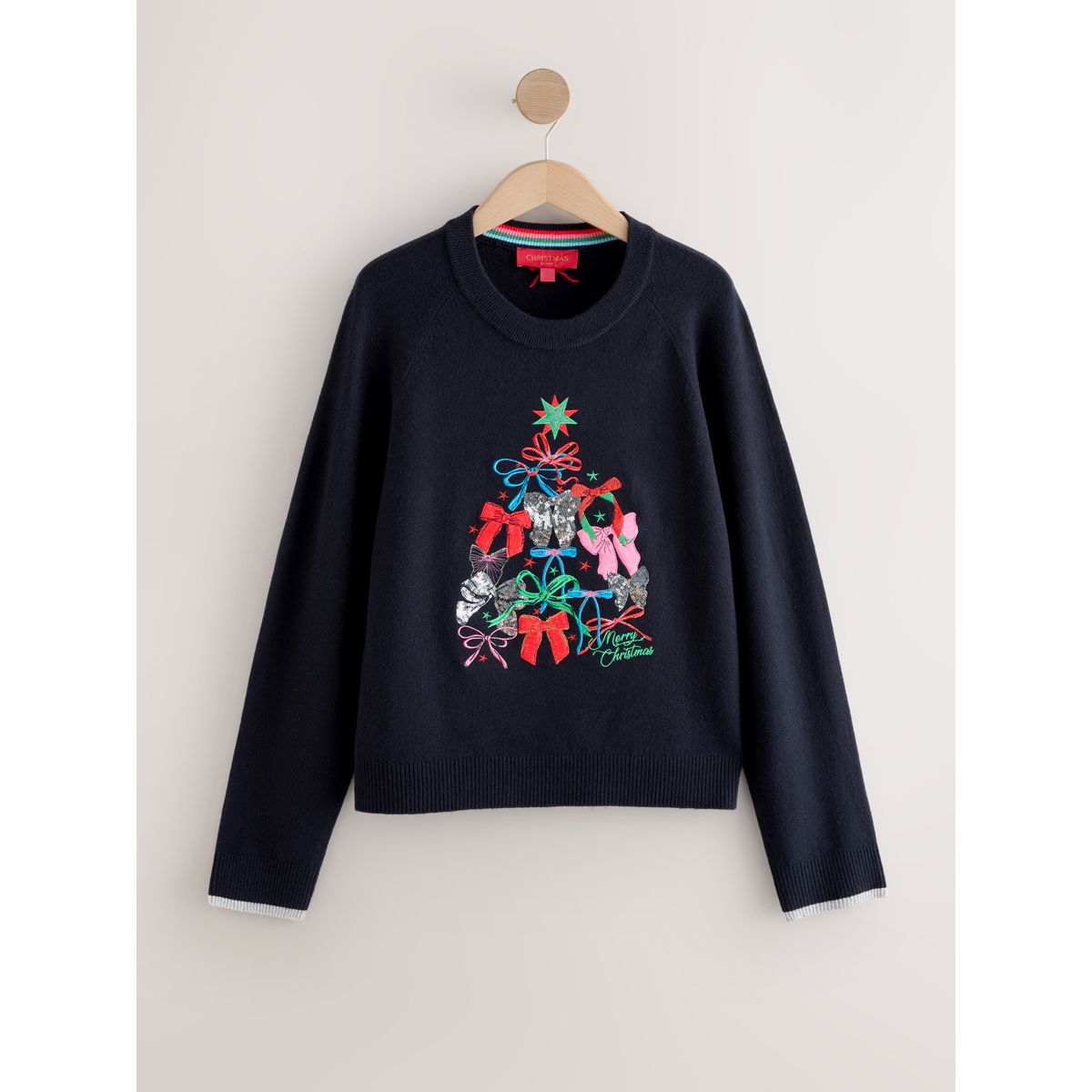 Pull arbre à paillettes arc-en-ciel bleu marine, NEXT