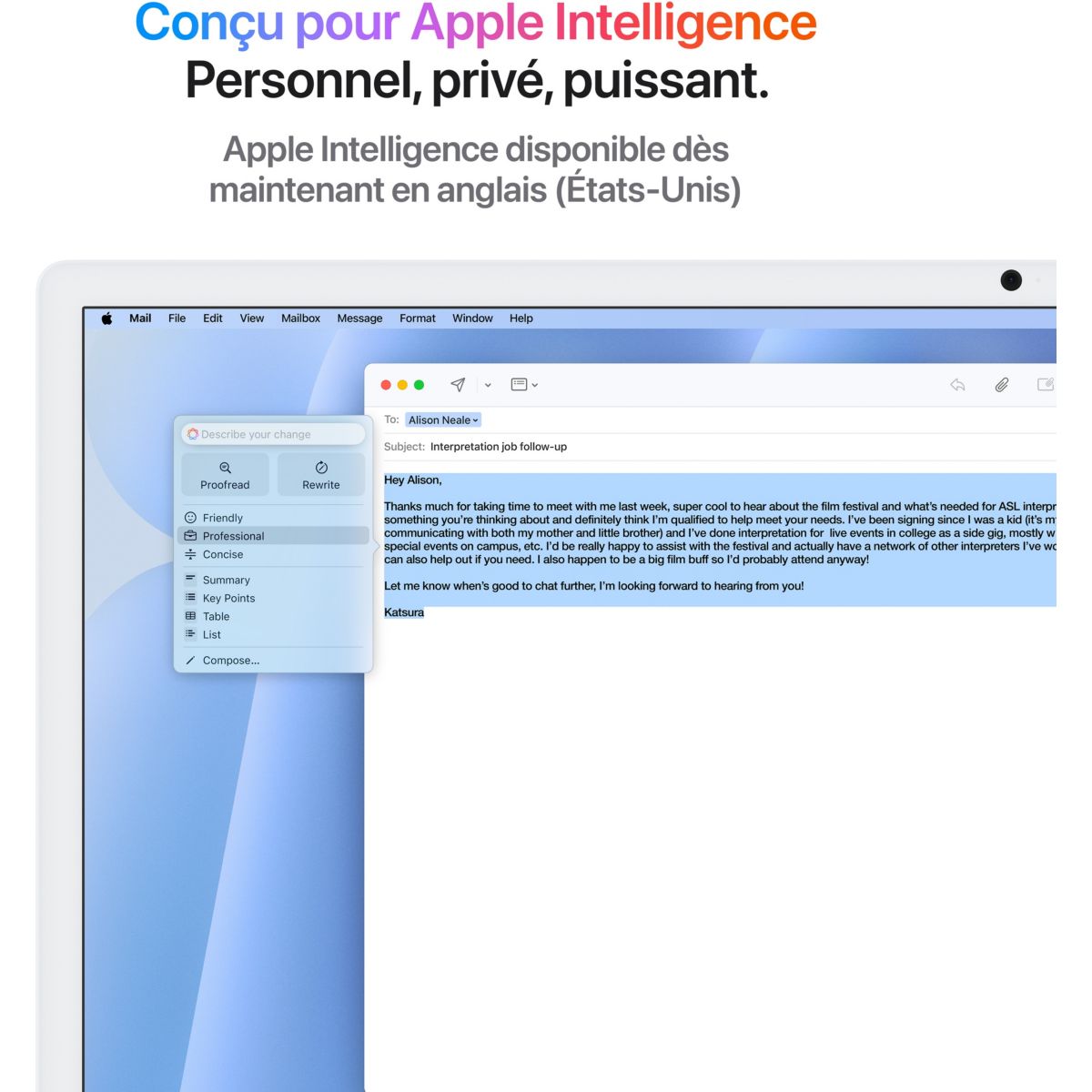 Ordinateur Apple 24" Ecran Retina 4,5K Puce M4 CPU 10 / GPU 10 coeurs Mémoire RAM 16Go Stockage 512Go SSD Bleu couleur unique, APPLE