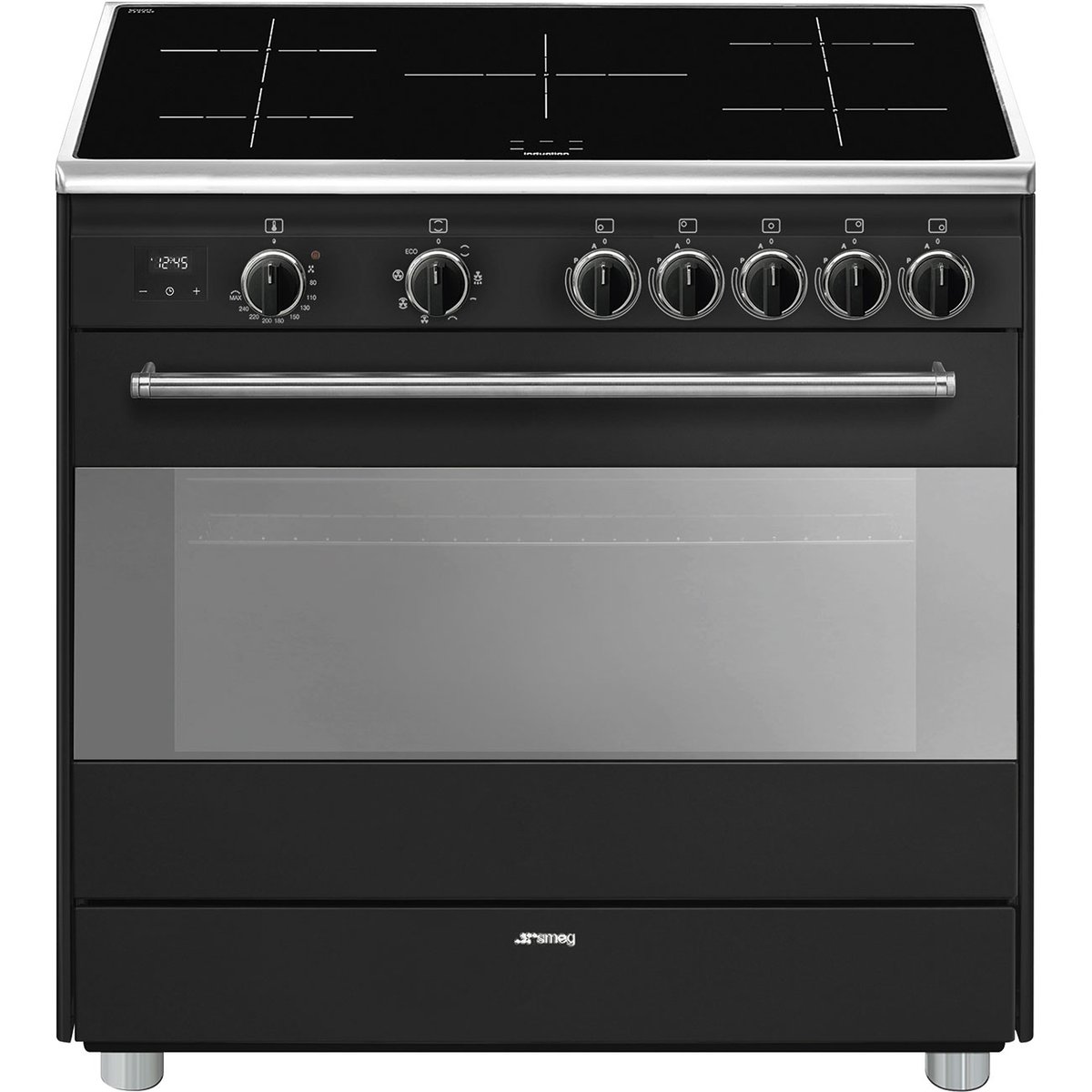 Piano de cuisson induction 5 feux 90 cm BG91I anthracite, SMEG