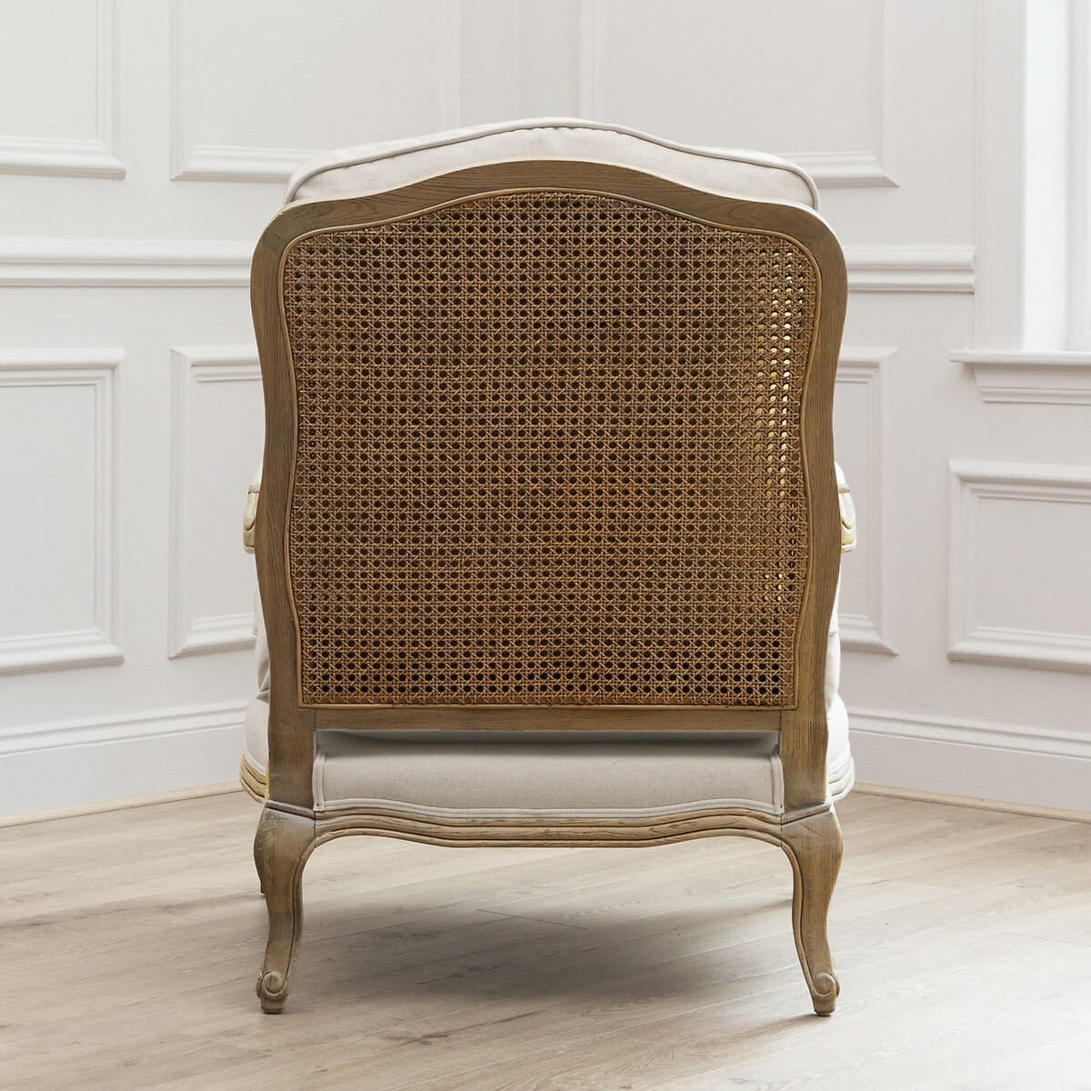 Florence Linen Blend Country Chair with Gold Oak Frame cream, VOYAGE MAISON