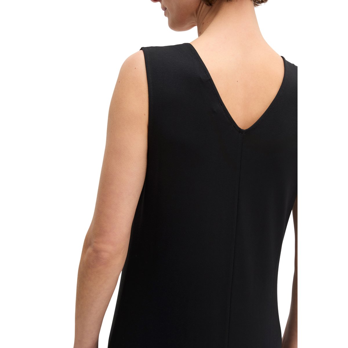 Robe en jersey à col en V shaped en LENZING™ ECOVERO™ noir, MARC O'POLO