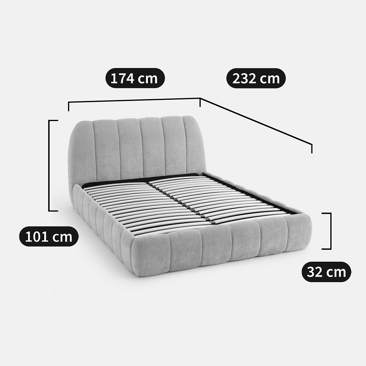 Cama com baú e estrado, NURIA bege, LA REDOUTE INTERIEURS