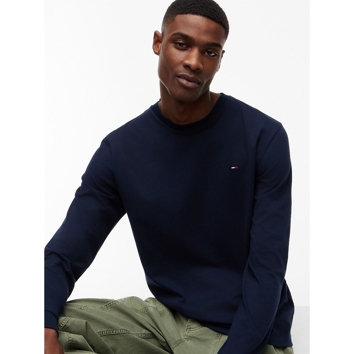 Pack of 2 Long Sleeve Slim Fit T-Shirts ecru + blue, TOMMY JEANS
