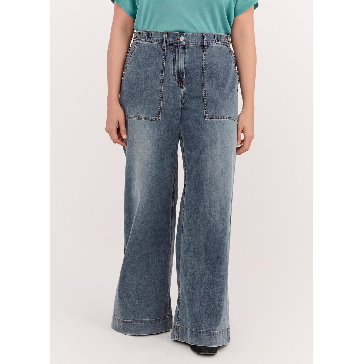 Jean Wide Leg avec maxi poches bleu, FIORELLA RUBINO