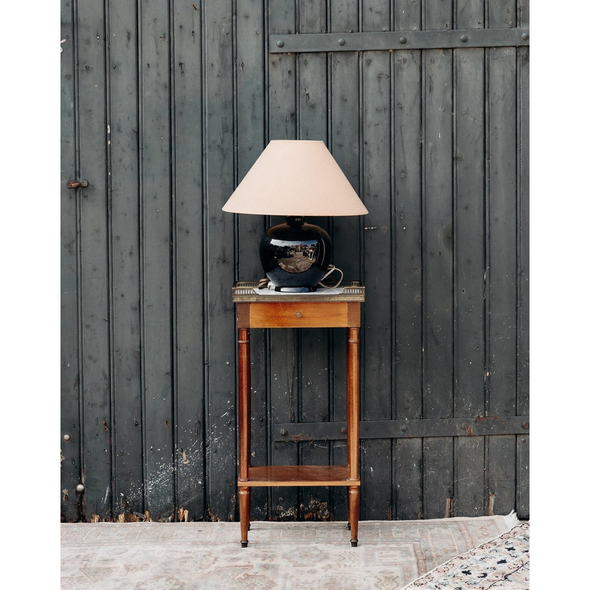 Chevet en bois et marbre Odile N°510 - Bon état bois, DEBONGOUT