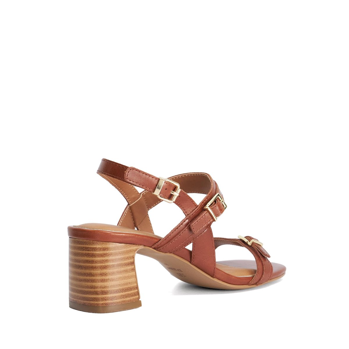 Sandales tissées à talons carrés mi-hauts - JIVING tan-leather, DUNE LONDON