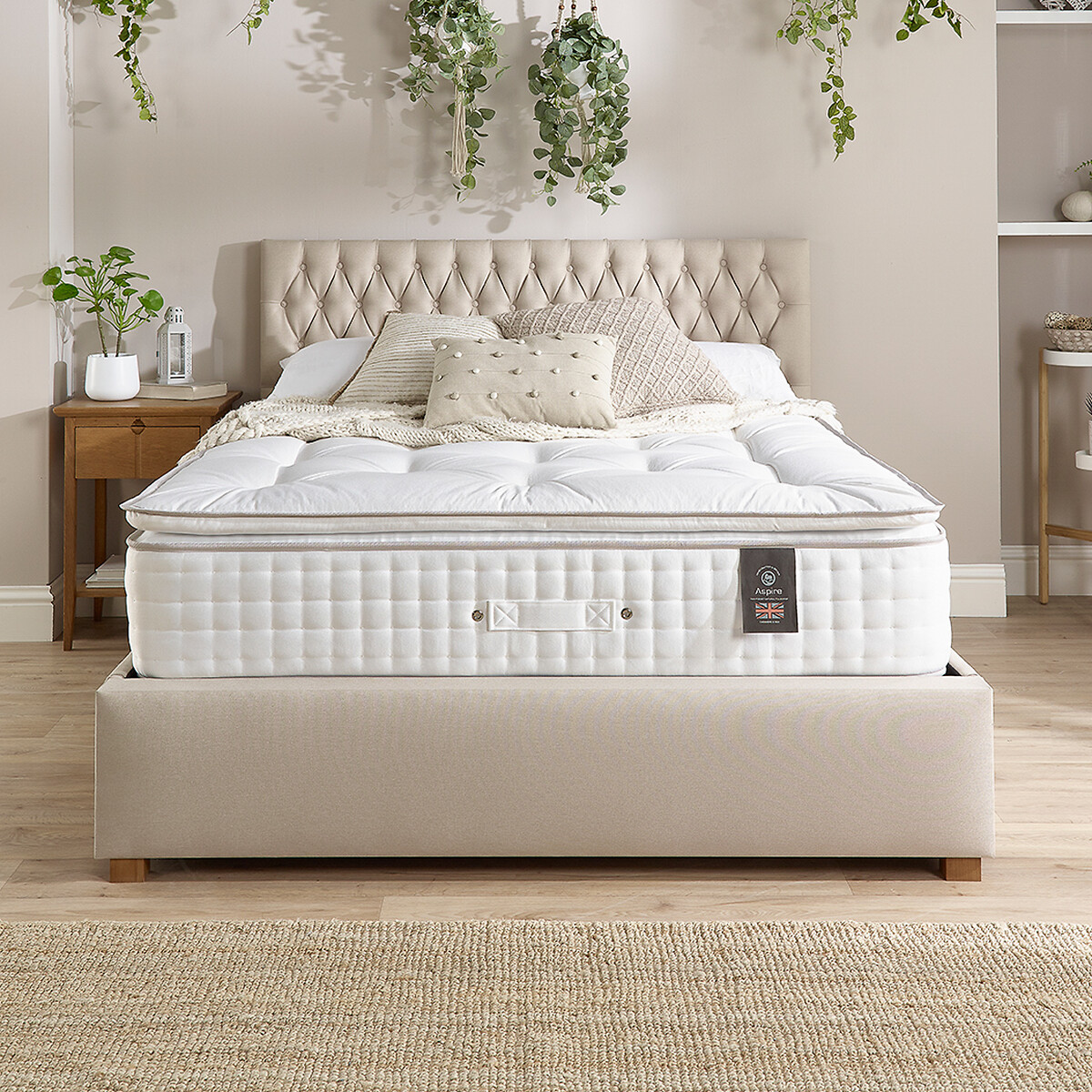 Aspire Luxury 7000 Pocket Natural Wool & Cashmere Pillowtop Mattress white, ASPIRE