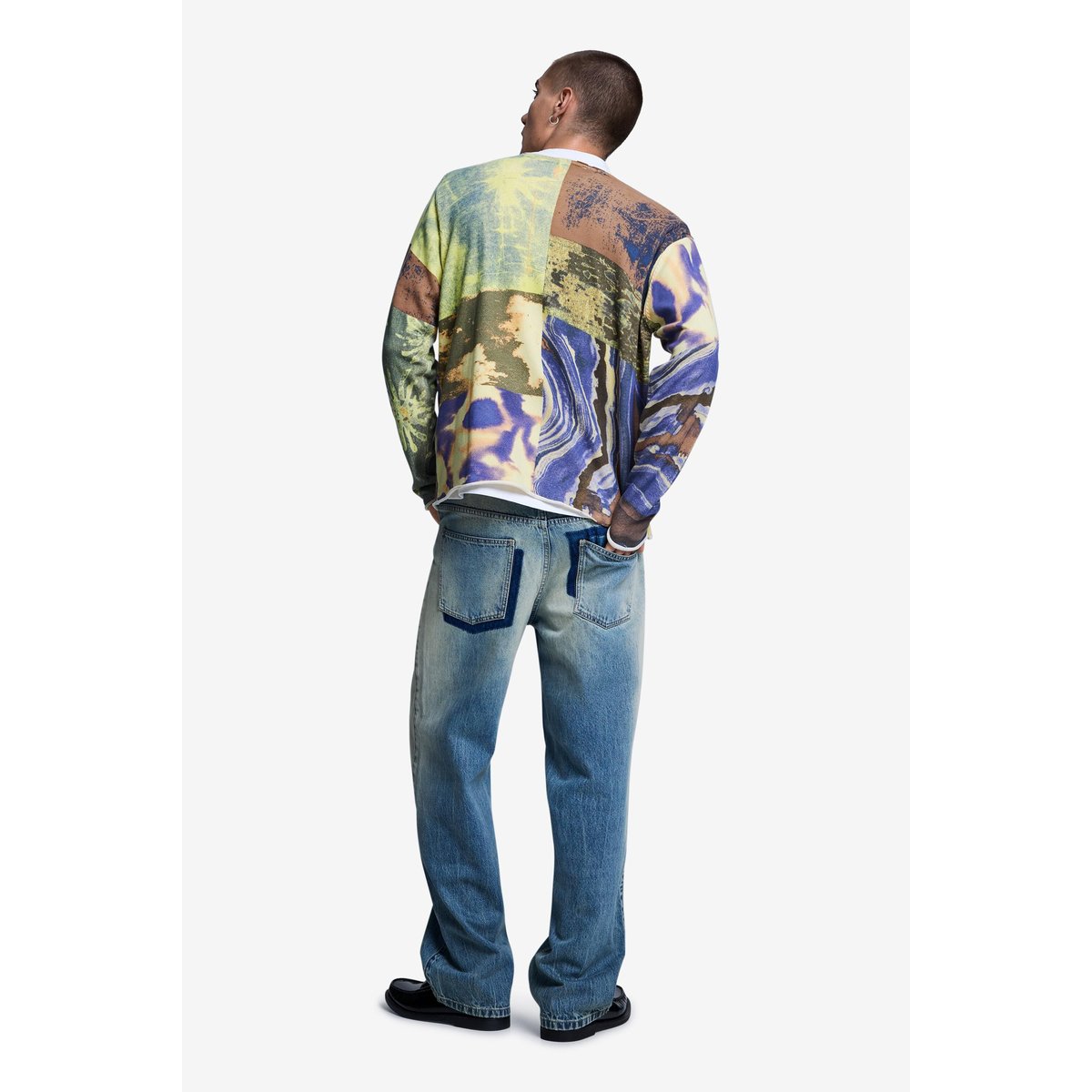 Pull imprimé patchwork vert, DESIGUAL
