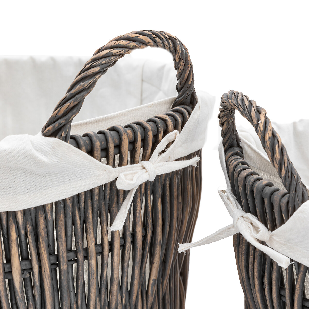 Set of 2 Nest Baskets with Linen Lining natural, SO'HOME