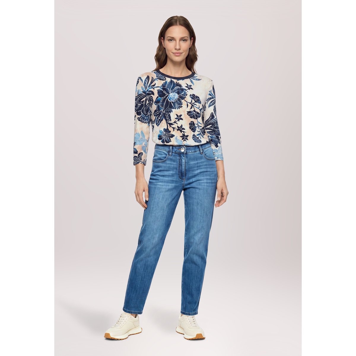 Pantalon casual unicolore bleu, BETTY BARCLAY