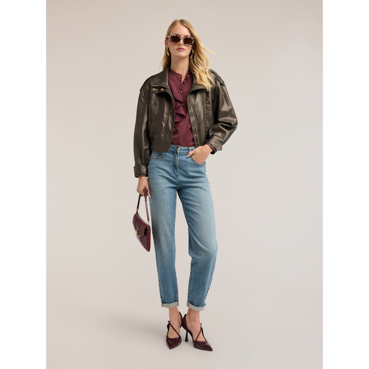 Jean boyfriend avec revers light - blue, MOTIVI