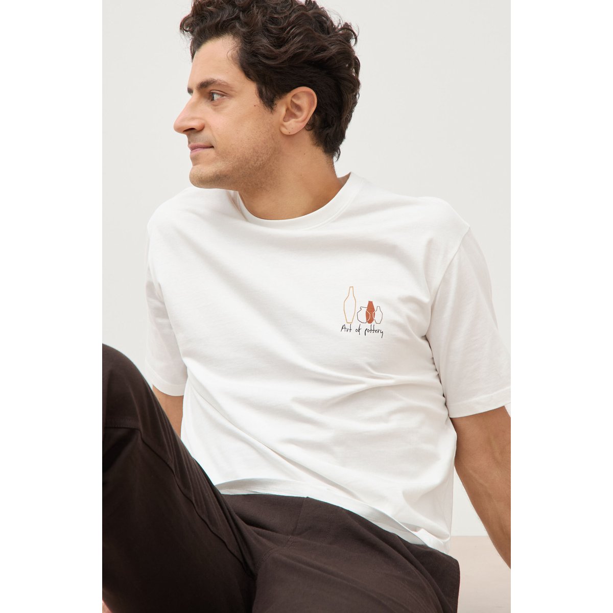 T-shirt en coton ecru, BONOBO