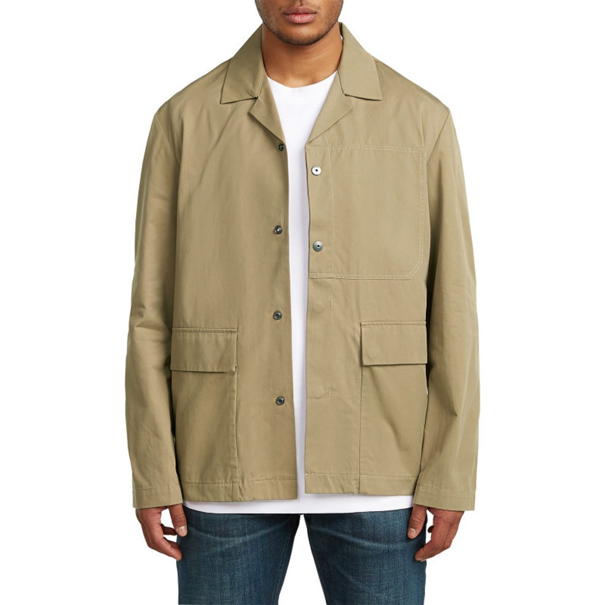 Veste en coton beige unie avec une coupe droite et un col à revers cranté beige, G-Star RAW