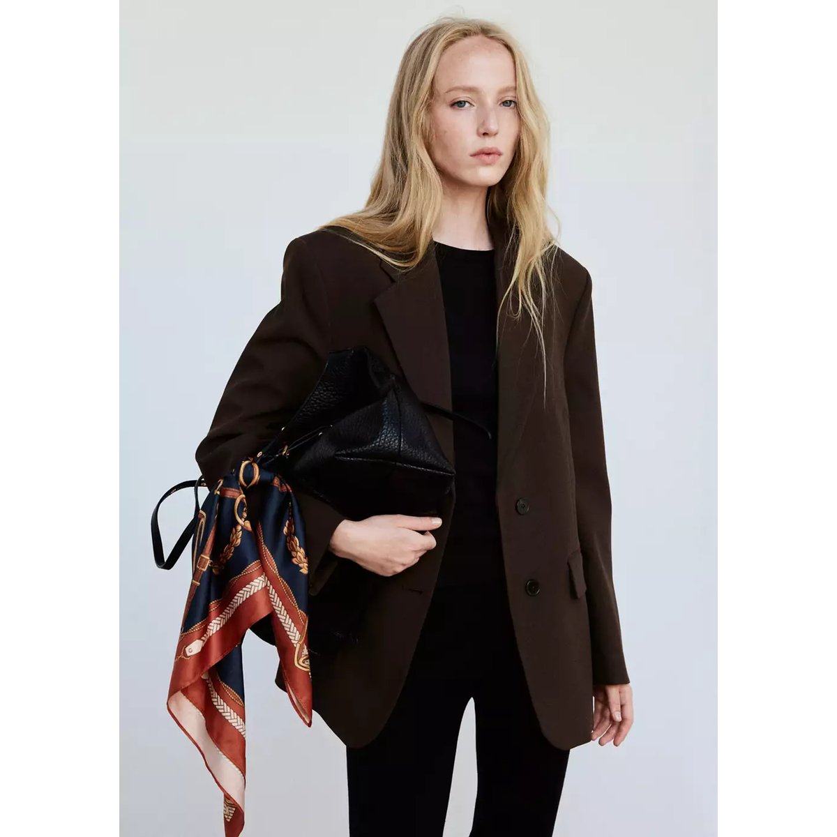 Veste droite avec poches à rabat marron, MANGO