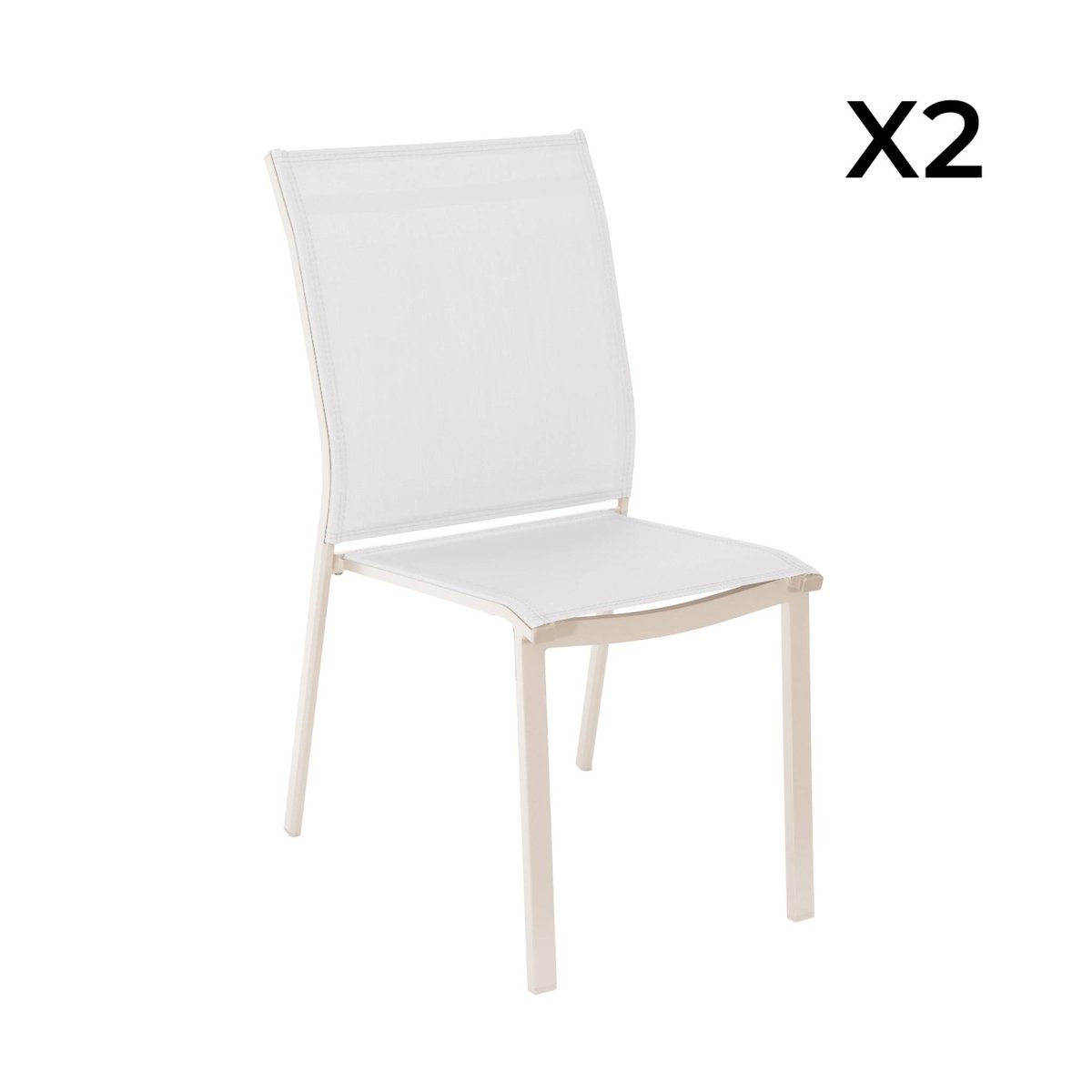 Chaise de jardin empilable aluminium (lot de 2) BUFFALO beige, SWEEEK