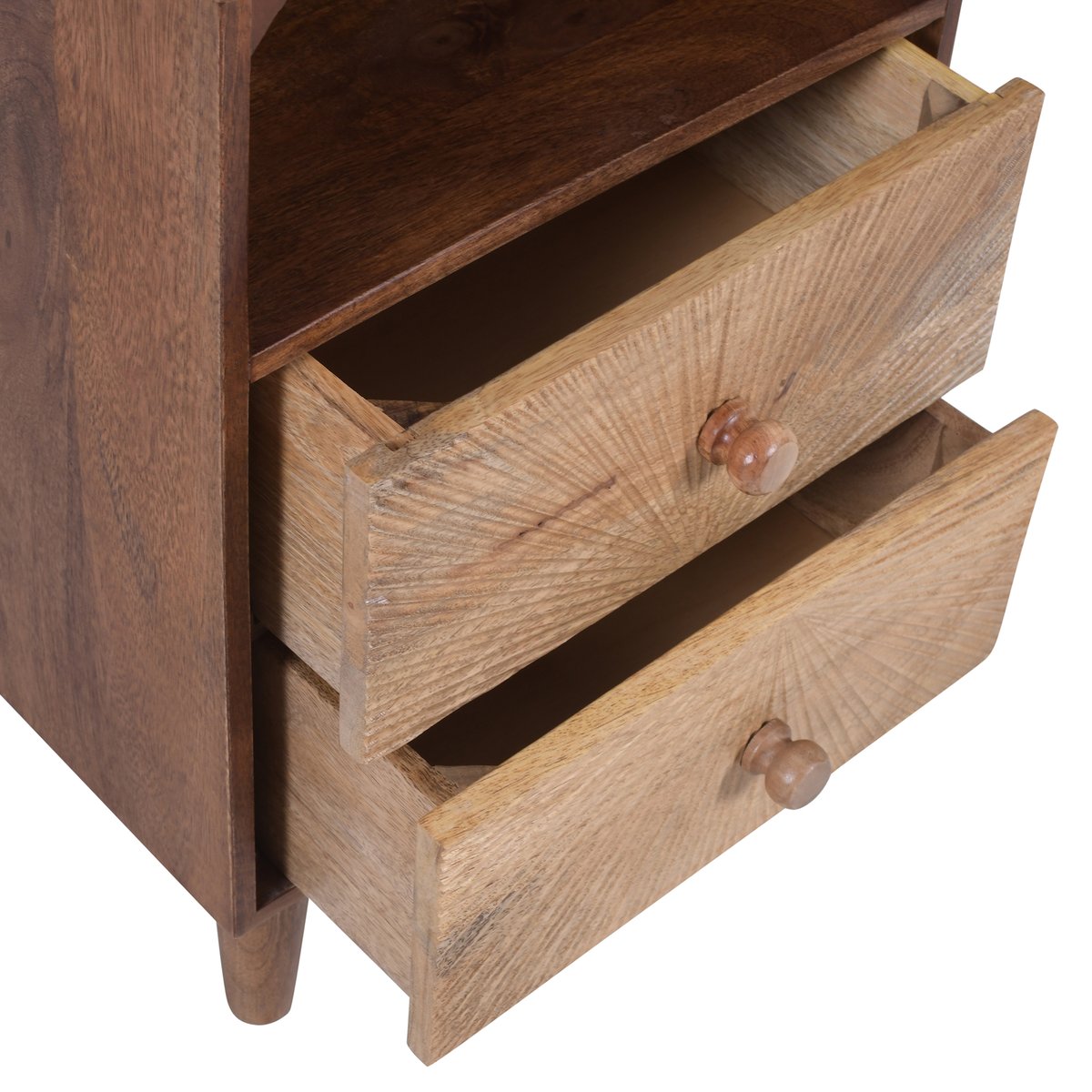 Table de chevet 2 tiroirs, bois de manguier, SALEM bois, NORDLYS