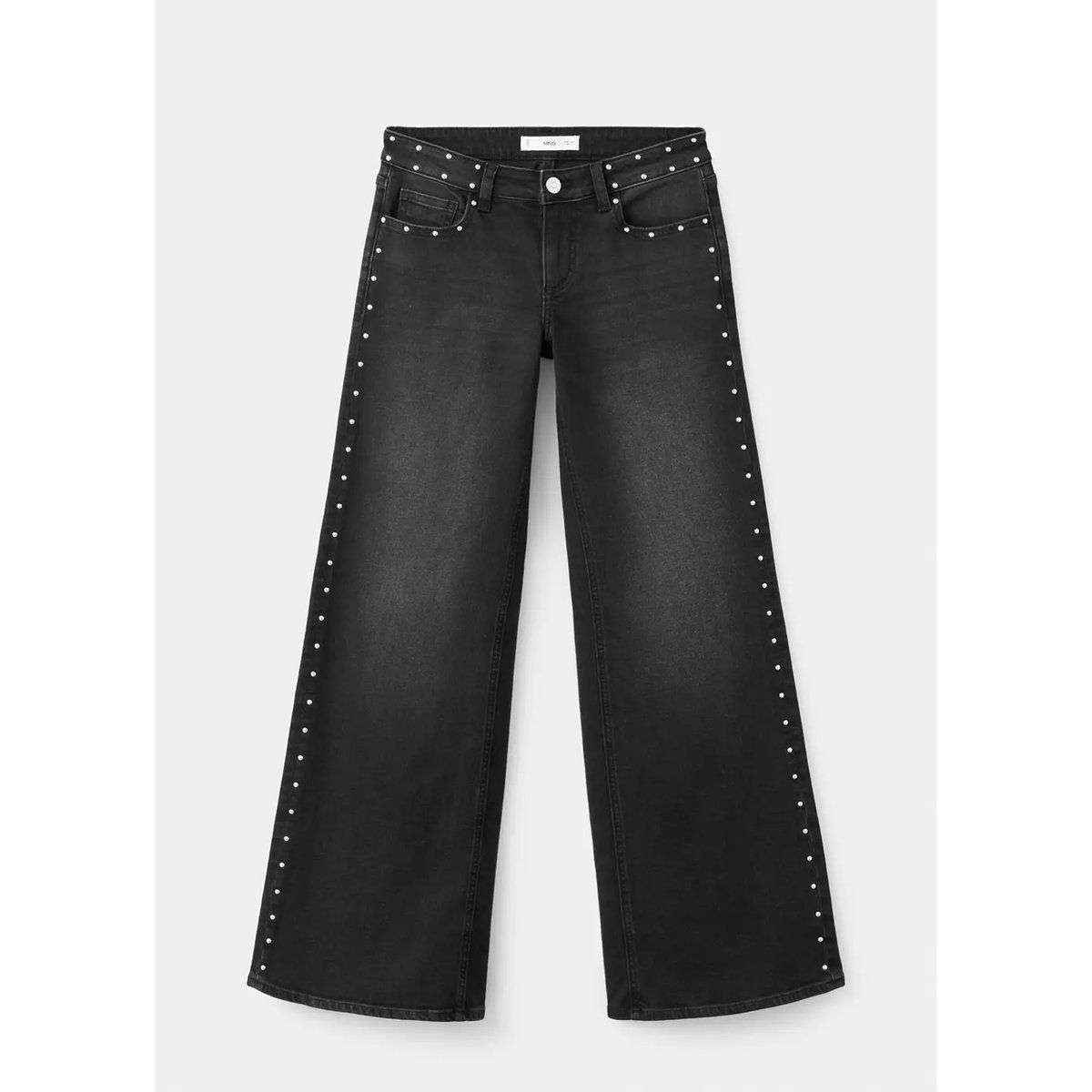 Jean wide leg détails et clous black denim, MANGO TEEN