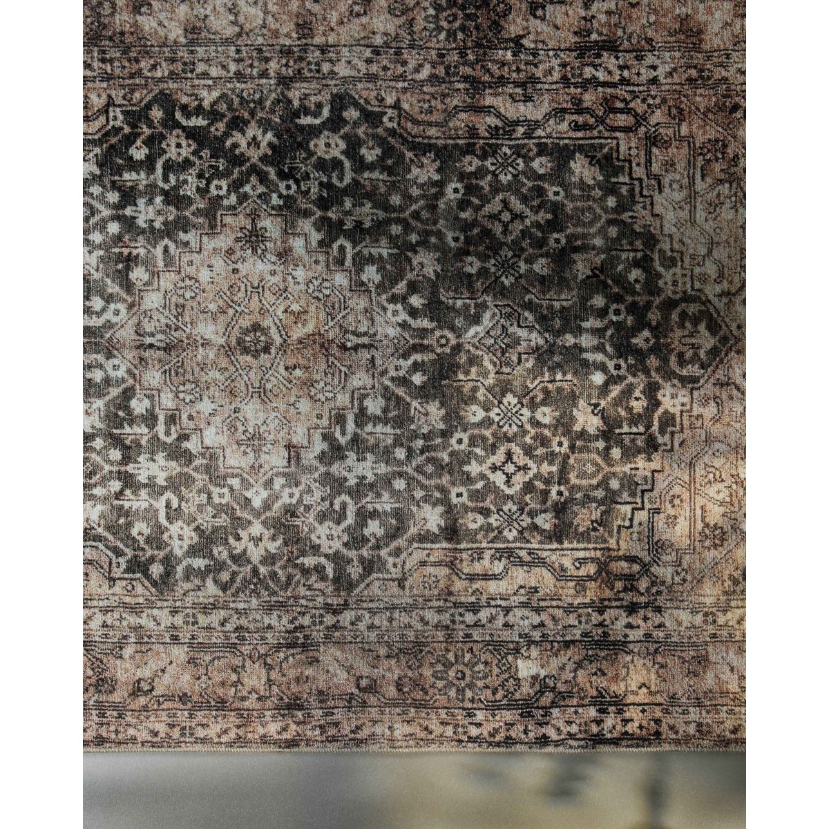 Tapis de bain WECONhome Ralph, design vintage oriental, dos TPE antidérapant, lavable 30 °C, OEKO-TEX® certifié (55 x 65 cm, beige gris) , Ralph beige gris, WECON HOME