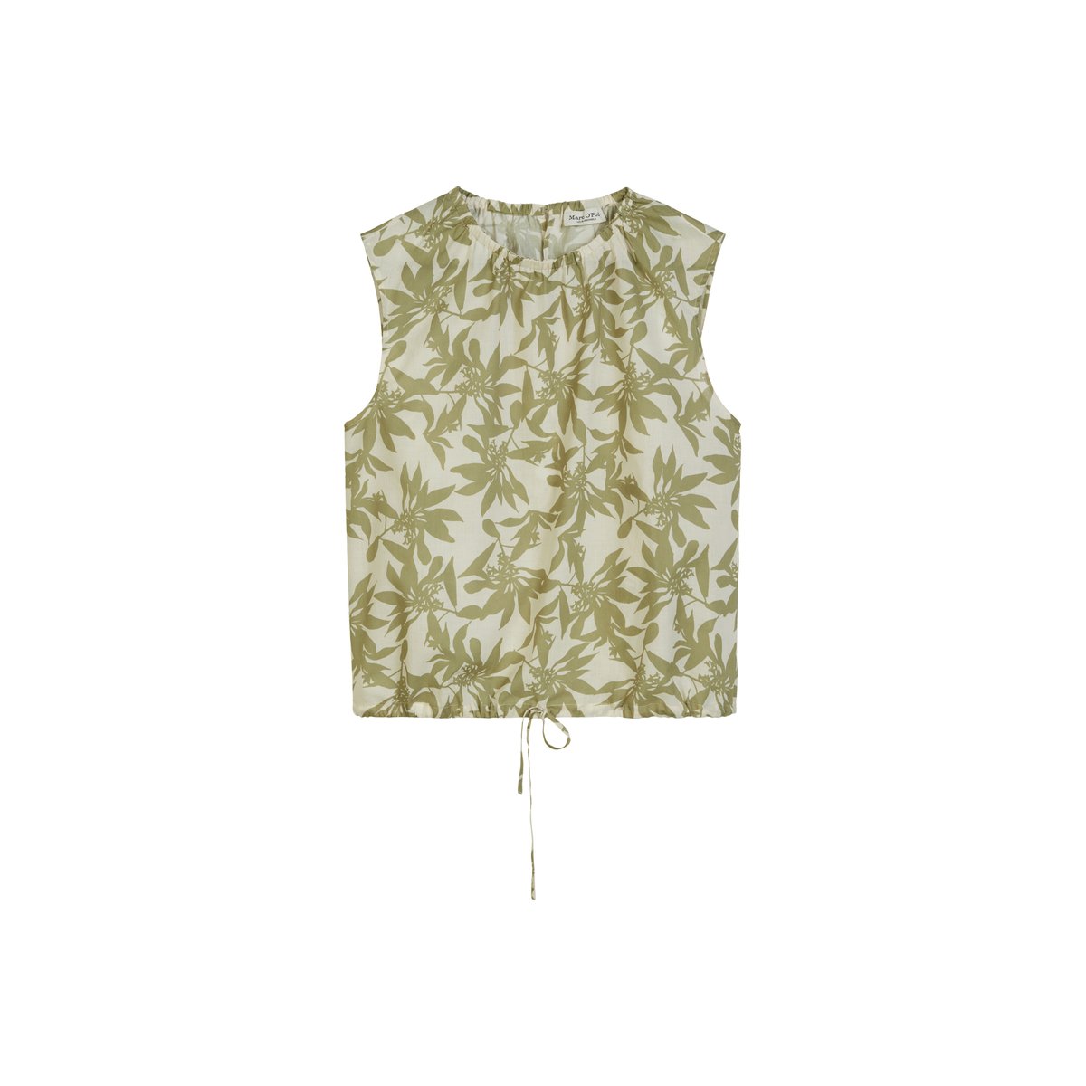 Top chemisier à motifs cropped en voile de coton léger blanc, MARC O'POLO