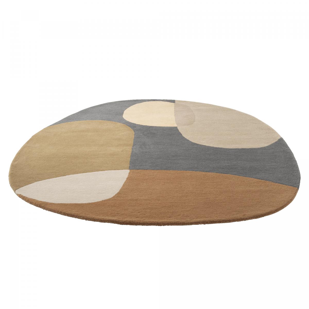 Tapis salon et chambre fait à la main en laine motif abstrait MILLER bleu, vert,taupe, UN AMOUR DE TAPIS