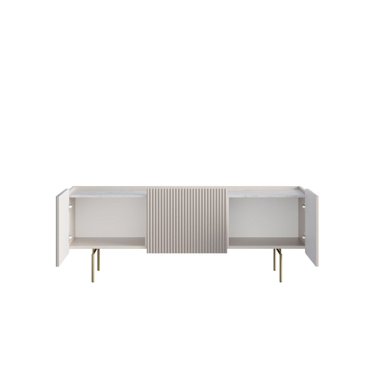 Meuble TV 150 cm panneaux de particules et MDF, MATHILDE beige, BOBOCHIC