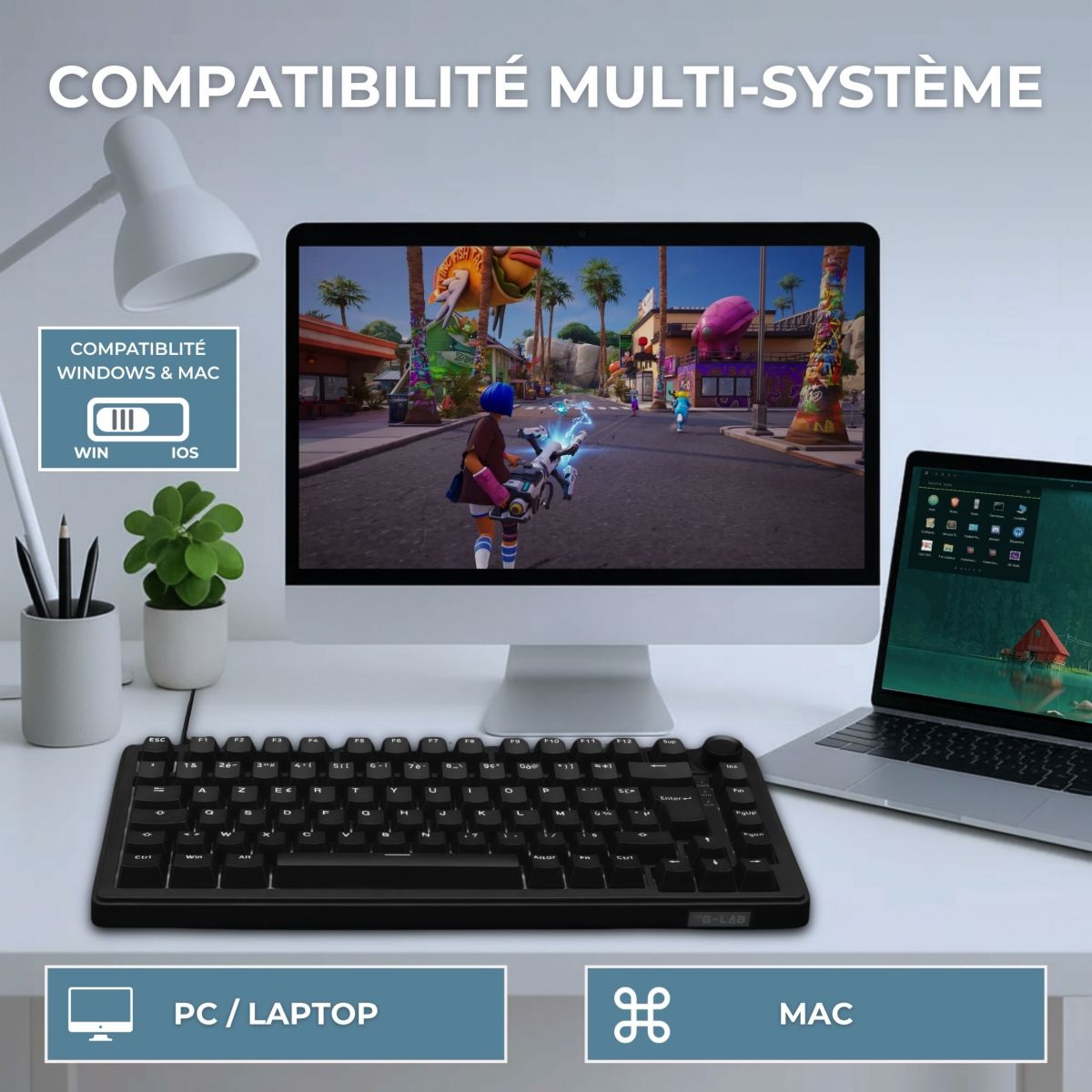 Clavier gamer KEYZ ELITE 300 HE B Magnetique couleur unique, THE G-LAB