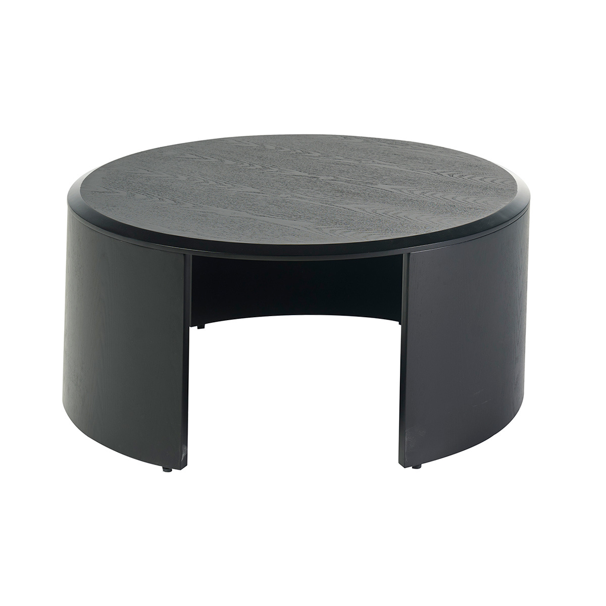 Table basse design ronde en bois foncé noyer D80 cm ZAHRA noir, MILIBOO