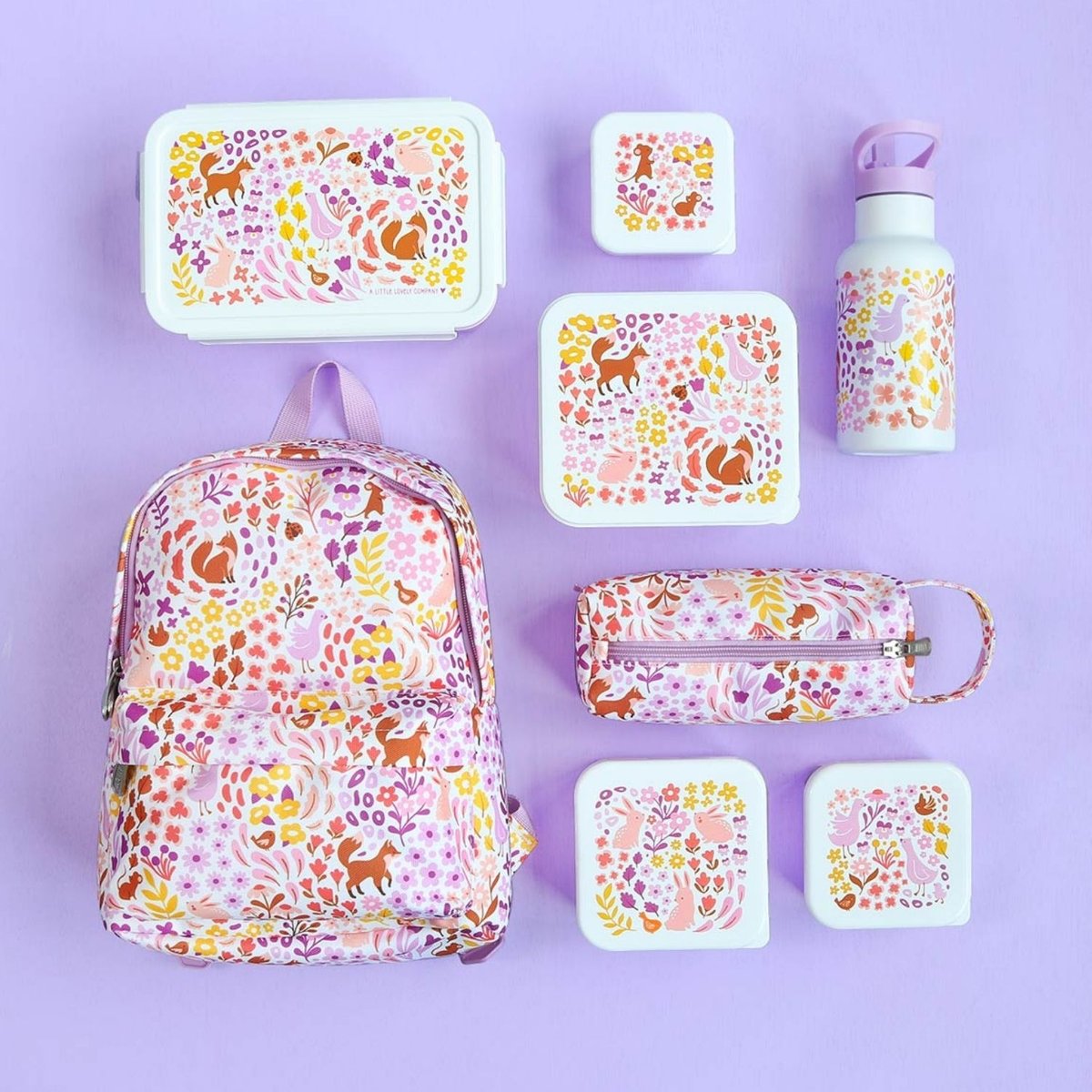 Lot de 4 boîtes à goûter violet, blanc, jaune, A LITTLE LOVELY COMPANY