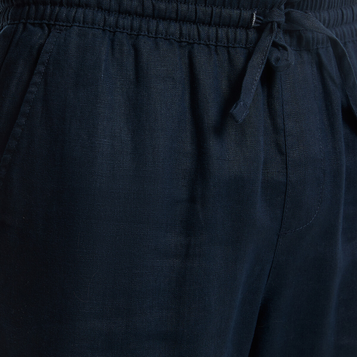 Pantalon droit en lin bleu marine, LA REDOUTE COLLECTIONS