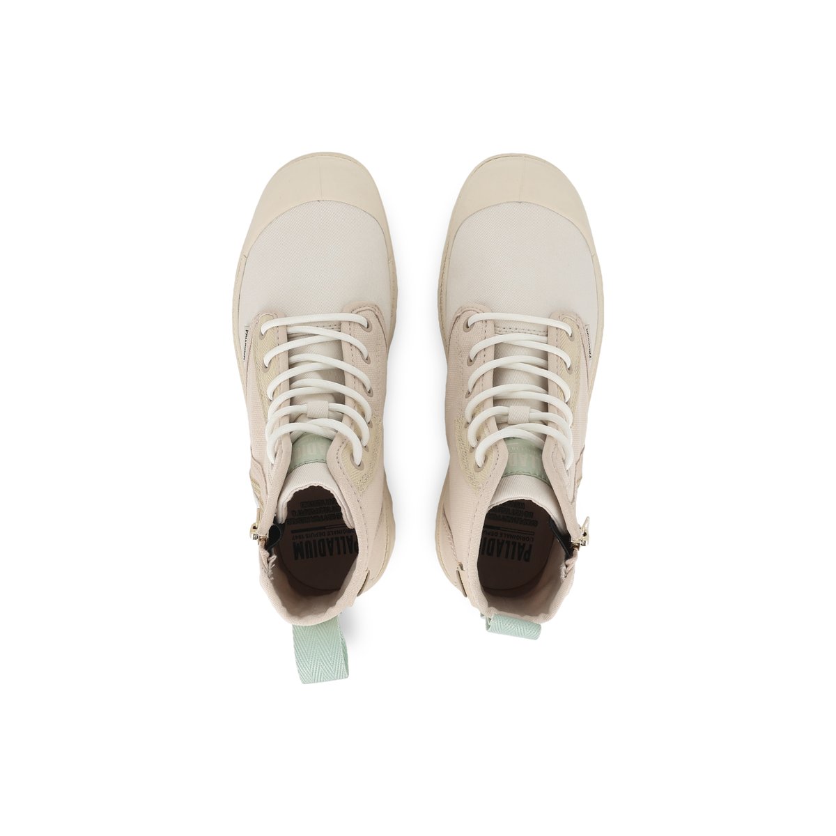Baskets montantes en coton PAMPA DETROIT ZIP SU blanc-tropisand/ cream, PALLADIUM