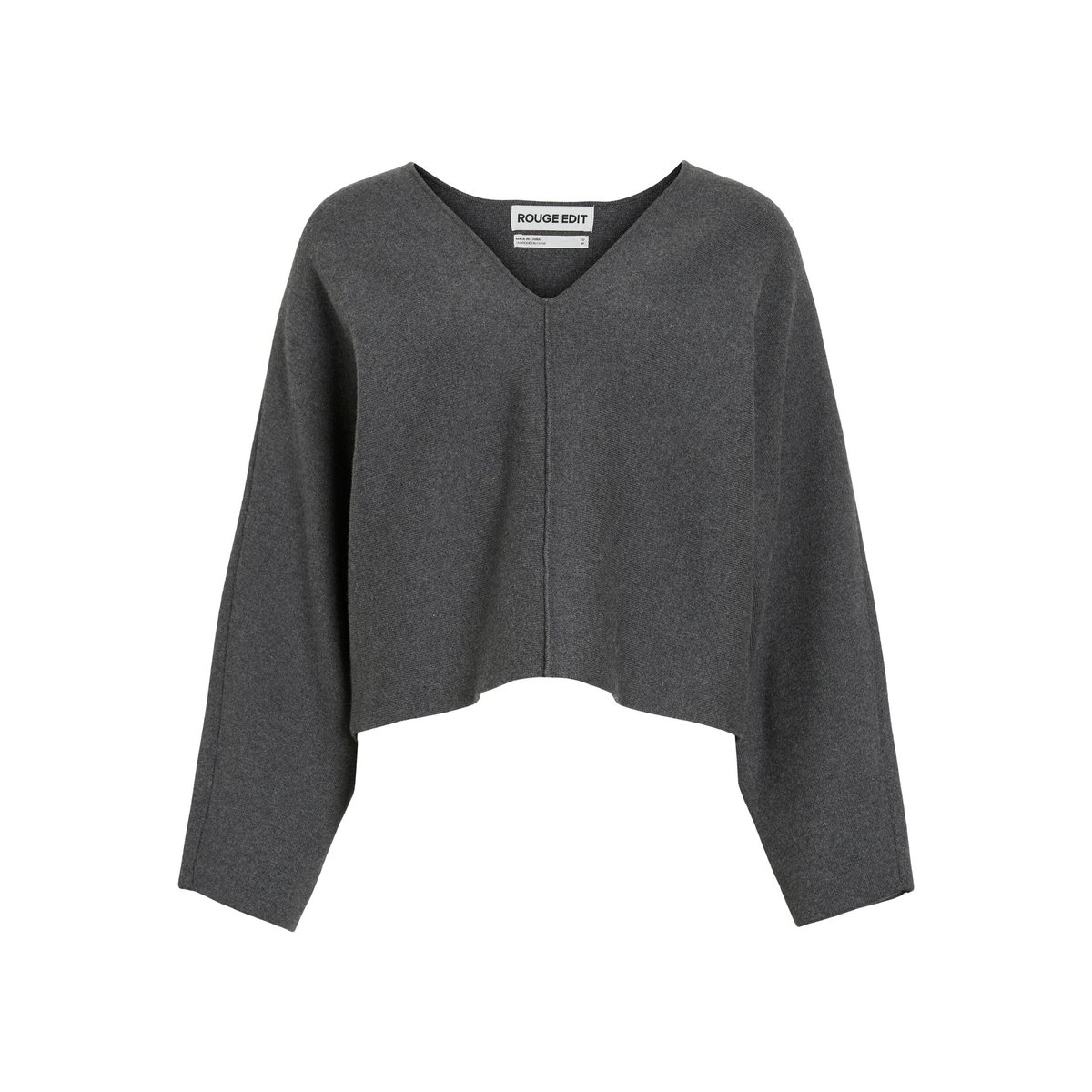 Pull En Maille dark grey melange, ROUGE EDIT