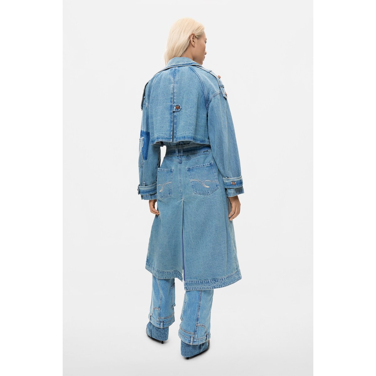 Imperméable long en jean 100 % coton bleu clair, DESIGUAL