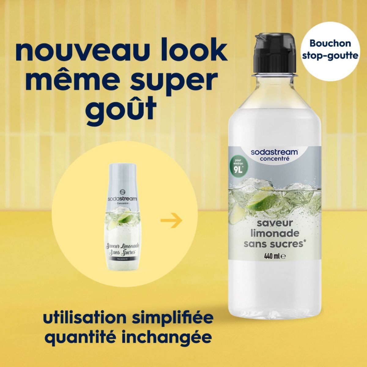 Concentré LIMONADE SANS SUCRES 440ml couleur unique, SODASTREAM