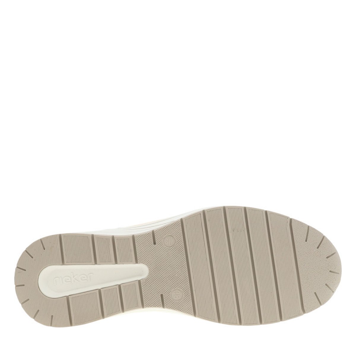 Sneakers en cuir blanches et dorées à talon compensé avec des lacets doré, RIEKER