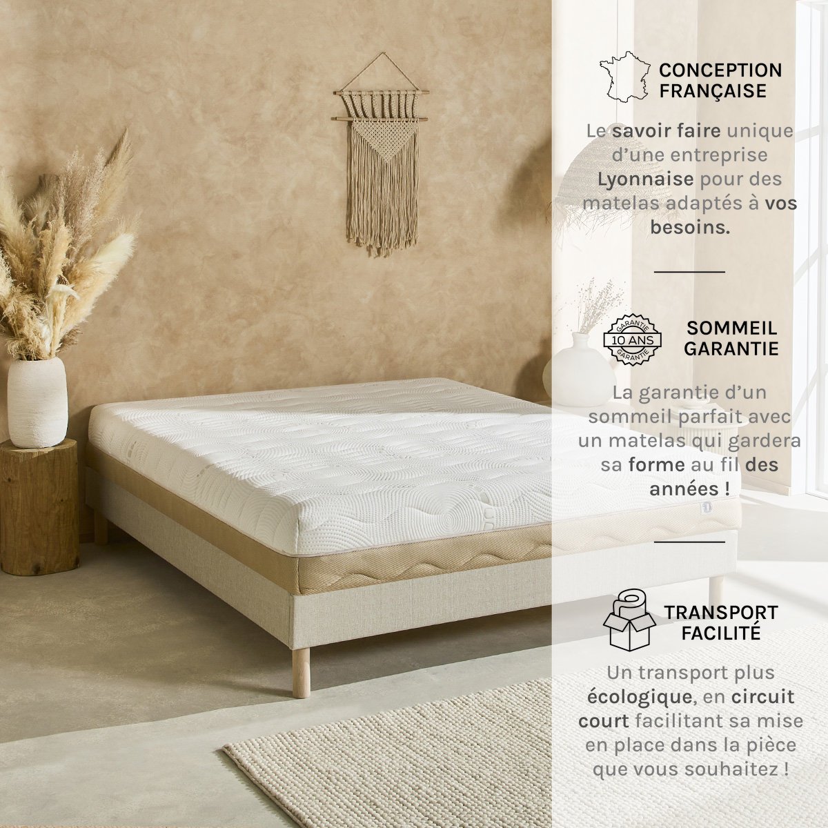 Matelas Mémoire de forme 24 cm 4 SAISONS - 80x190 cm blanc, BELLECOUR
