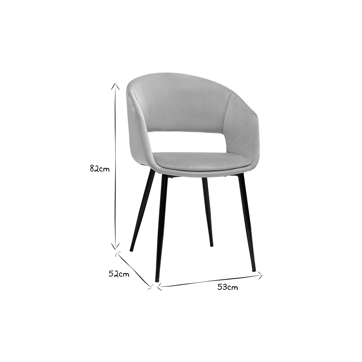 Chaise design en velours pieds métal PRISMA taupe, MILIBOO