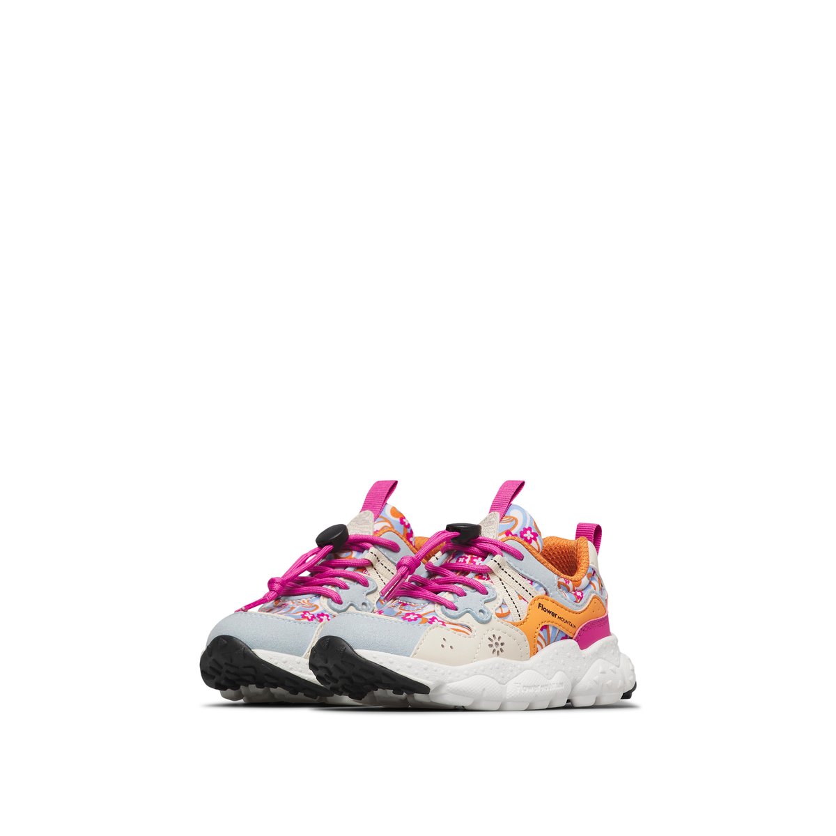 Sneakers en simili cuir et tissu technique YAMANO 3 JUNIOR. céleste-fuchsia, NATURINO