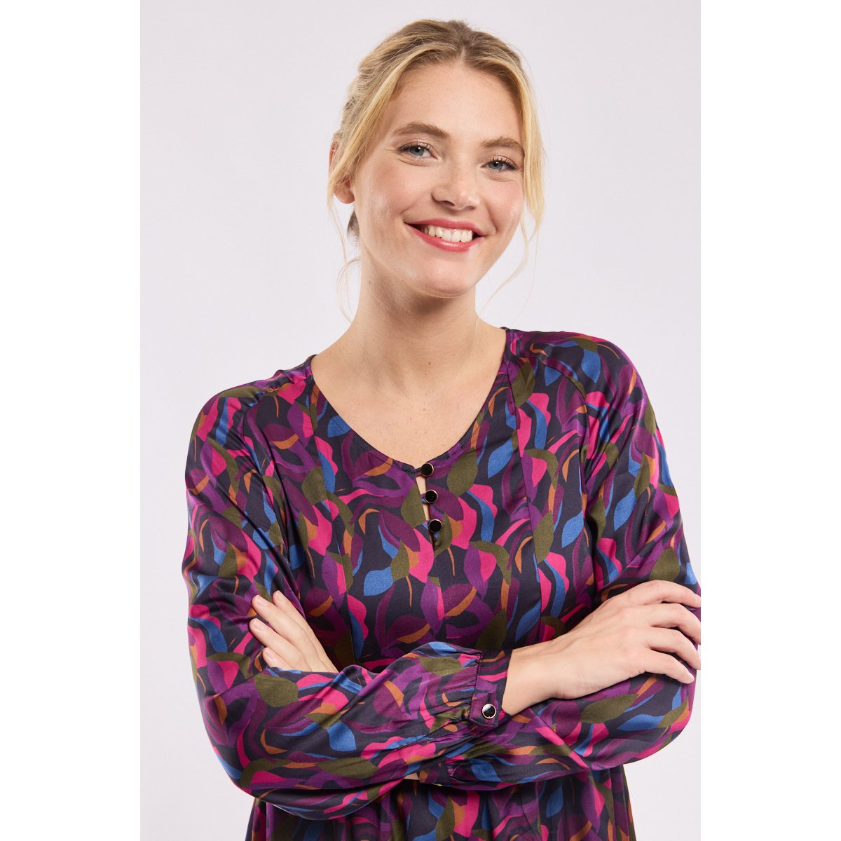 Robe fleurie Alice mosaique de feuilles, TERRE & MER