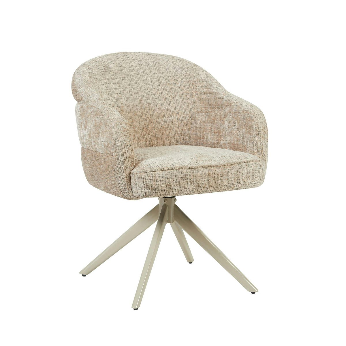 Chaise arrondie pivotante dossier structuré (lot de 2) CORTINA beige, PIER IMPORT