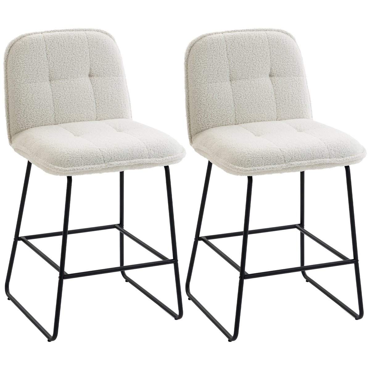 Tabouret de bar Tissu bouclette (100% crème, HOMCOM