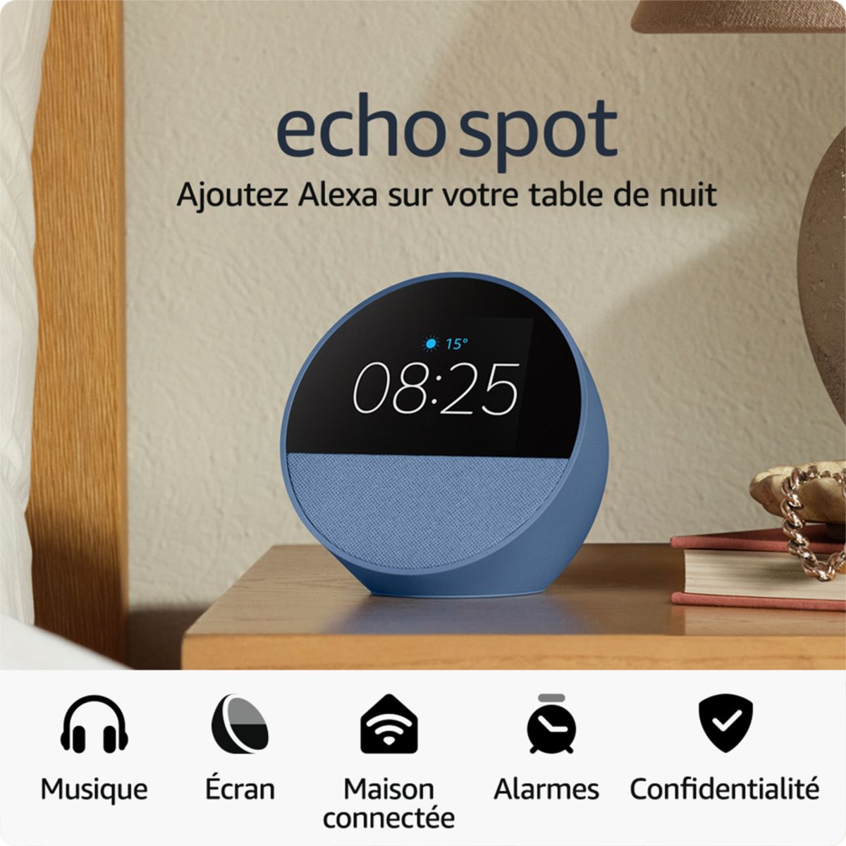 Assistant vocal Echo Spot 2024 Bleu bleu, AMAZON