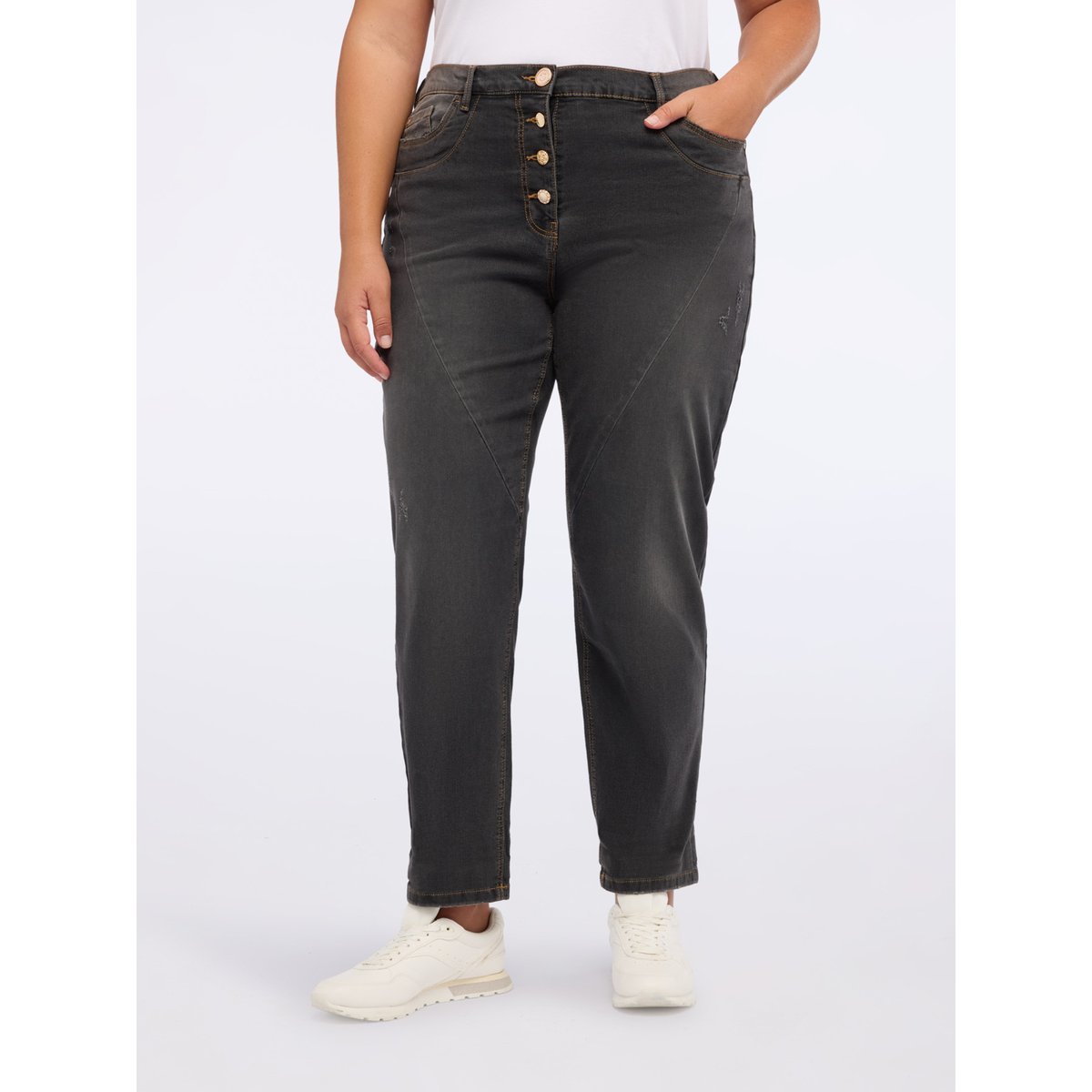 Jean barrel stone washed gris, FIORELLA RUBINO