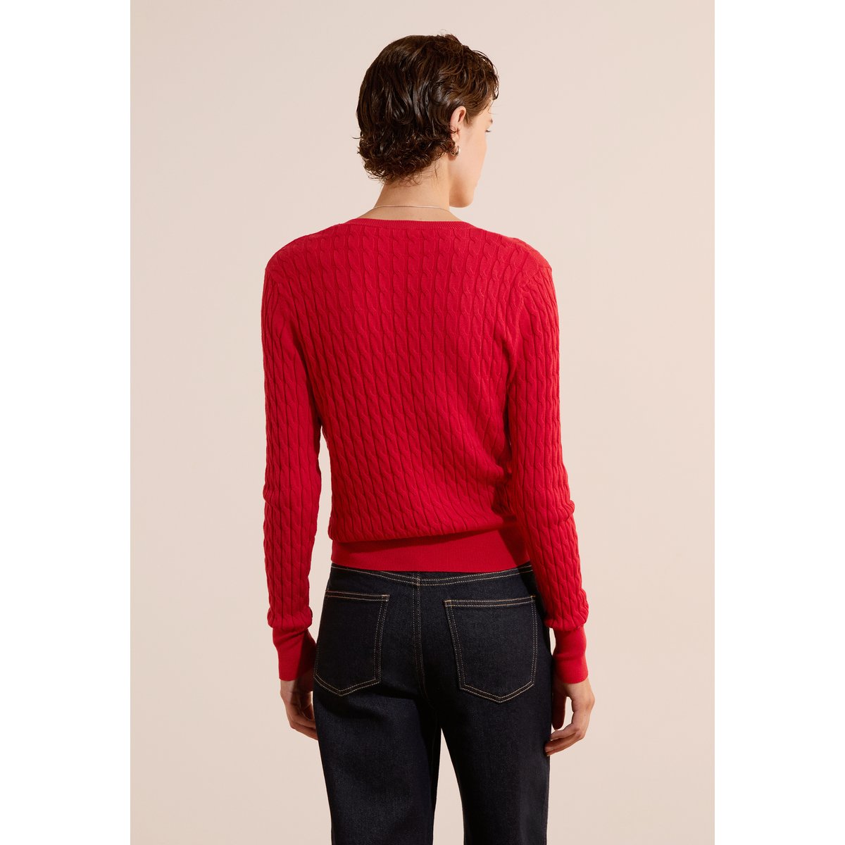 Top col V en coton BRUNO BROD jean denim, ETAM