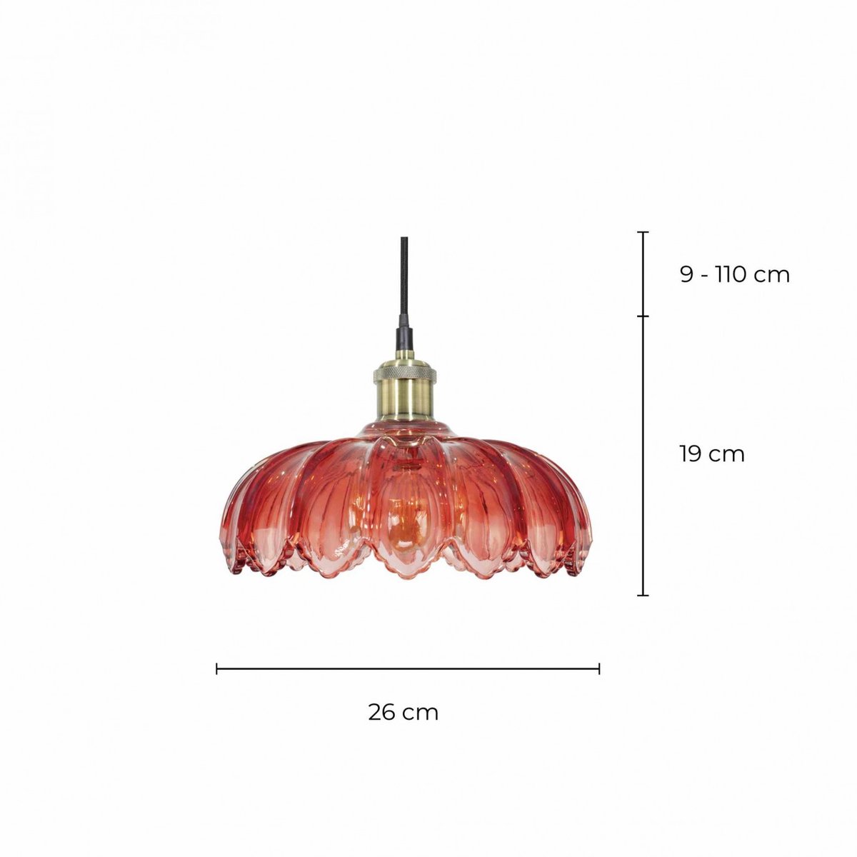 Suspension fleur en verre Ø26 cm, Pétale rouge, C-CREATION